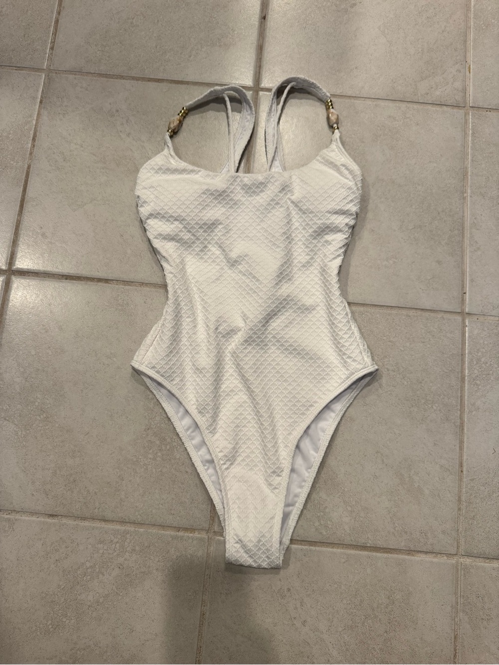 Cupshe White Textured One-Piece Swimsuit XS